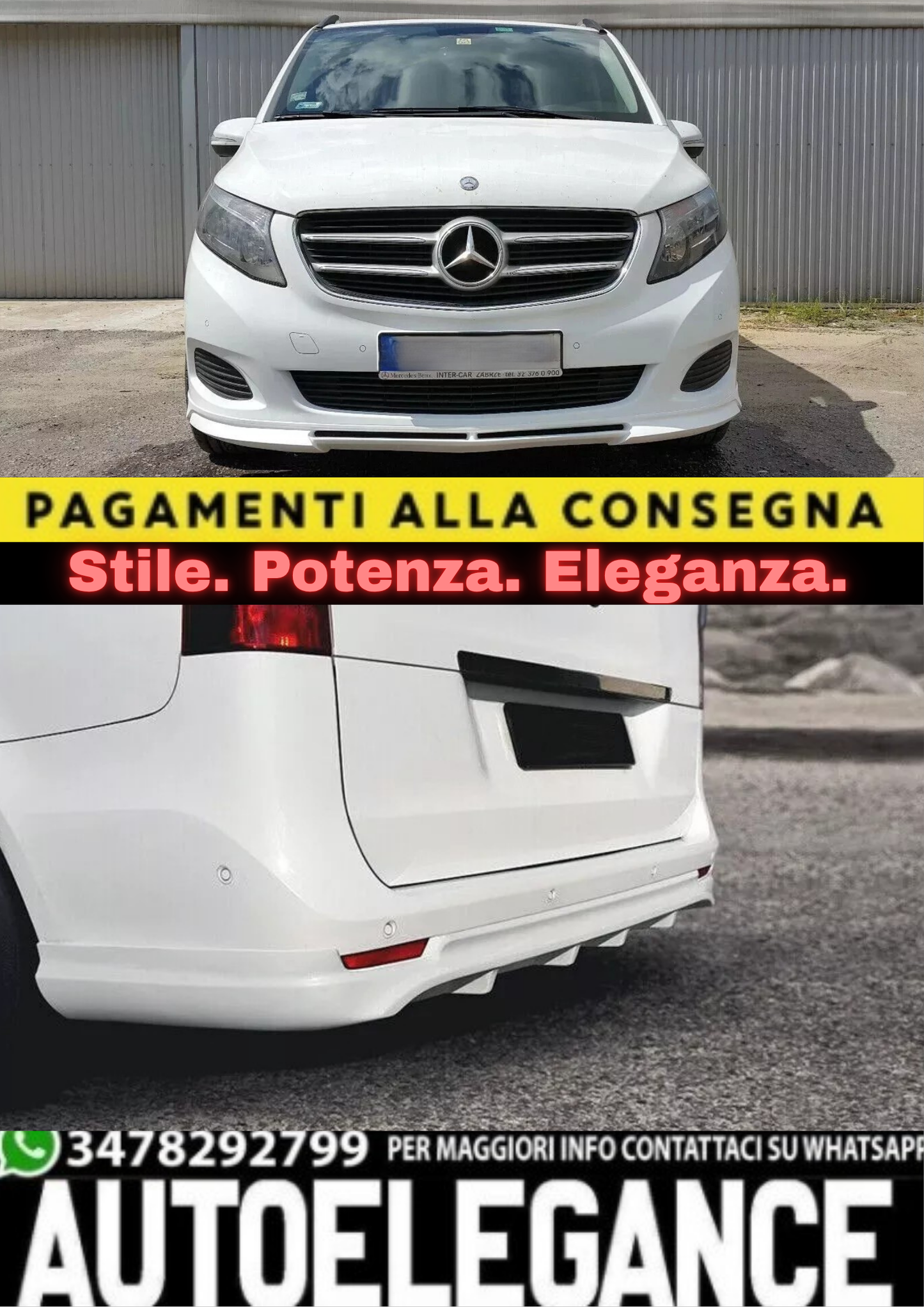 🔥SPOILER PARAURTI ANTERIORE E POSTERIORE PER V-KLASSE W447 – LOOK SPORTIVO🔥
