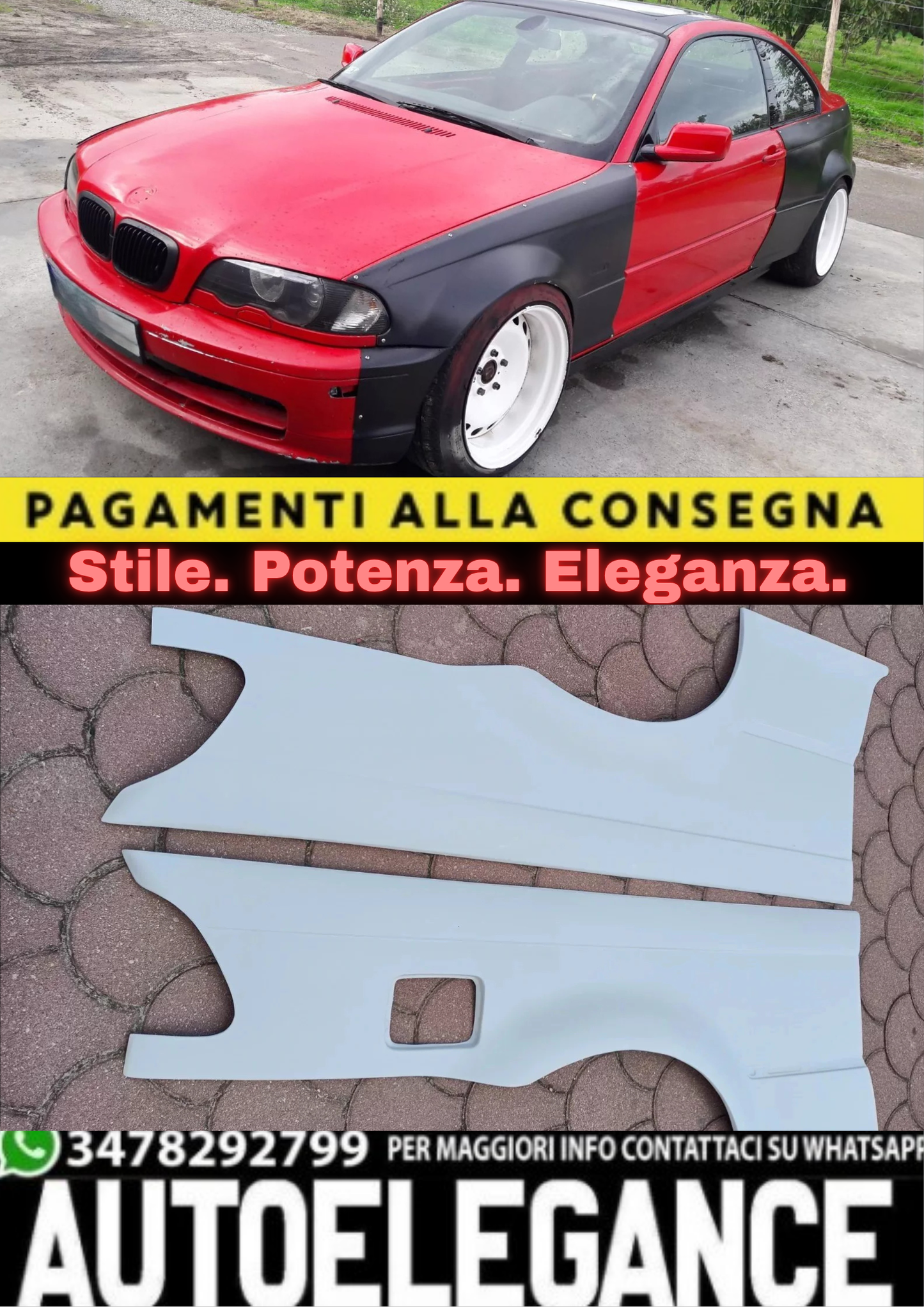 🔥FENDER FLARES AGGRESSIVO PER BMW SERIE 3 E46 – STILE DA COMPETIZIONE🔥