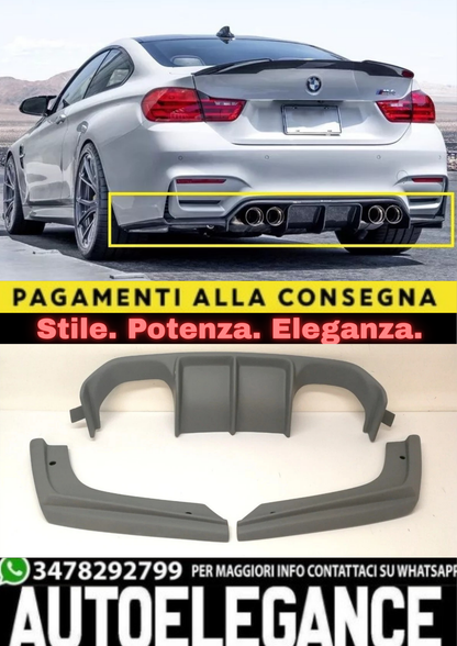 🔥DIFFUSORE POSTERIORE QUAD LOOK “V STYLE” PER BMW M3/M4 F80 F82 F83 (15–20)🔥