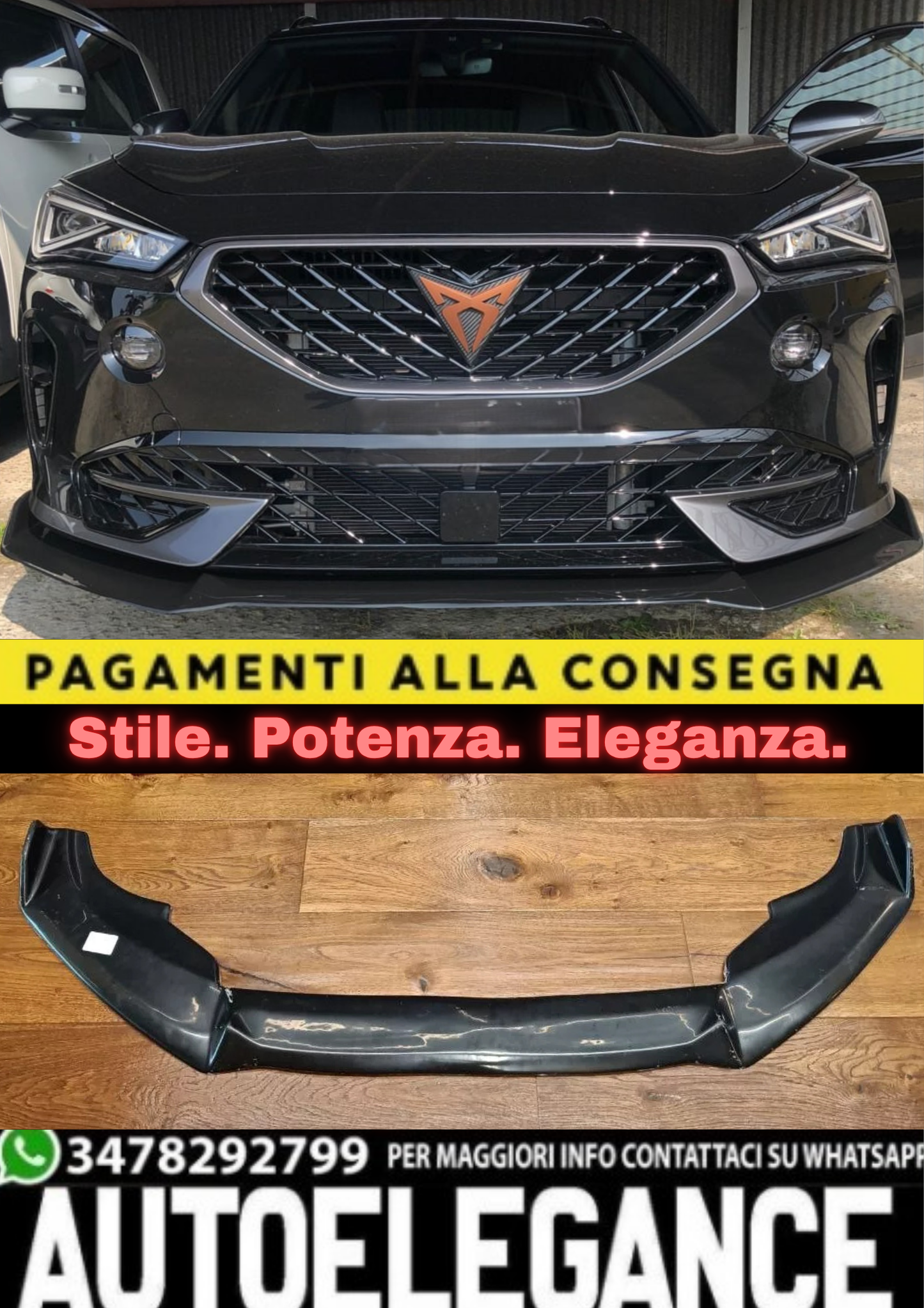 1807✨SPLITTER ADATTO PER CUPRA FORMENTOR 2020+ RS NERO LUCIDO✨