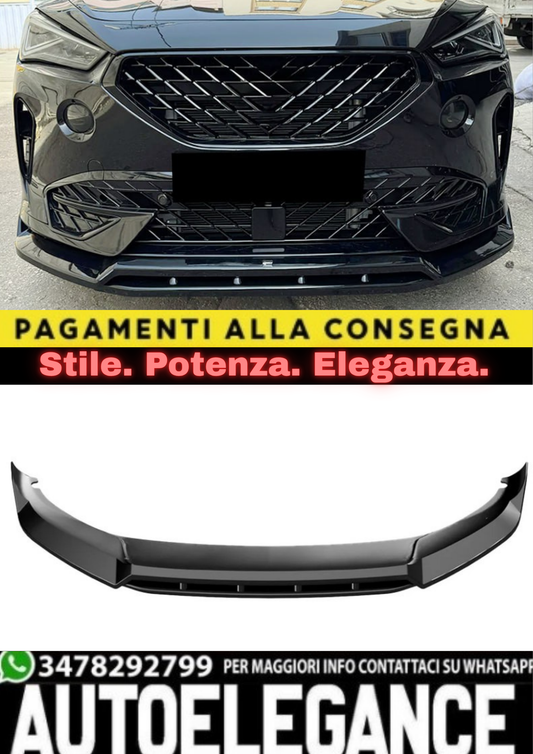 🔥SPLITTER ANTERIORE PER SEAT CUPRA FORMENTOR MK1 (2020+) NERO LUCIDO🔥
