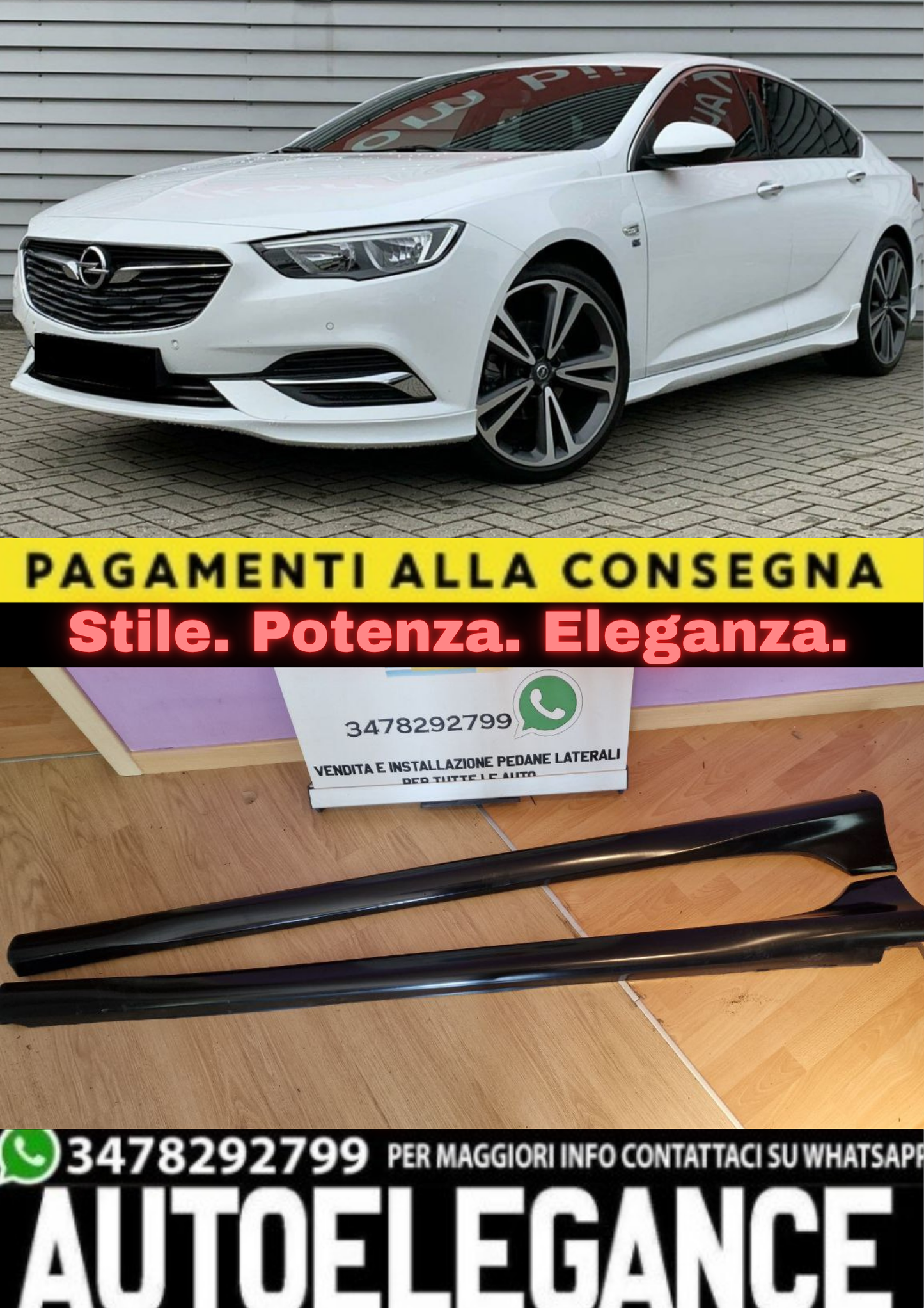 0257🔥MINIGONNE LATERALI PER OPEL INSIGNIA B (2017+) SUPERFICIE GREZZA🔥