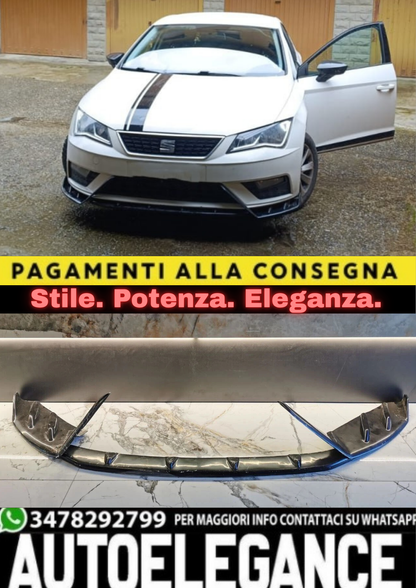 0008✨SEAT LEON 5F SPOILER SOTTO PARAURTI ANTERIORE ABS NERO SPLITTER✨