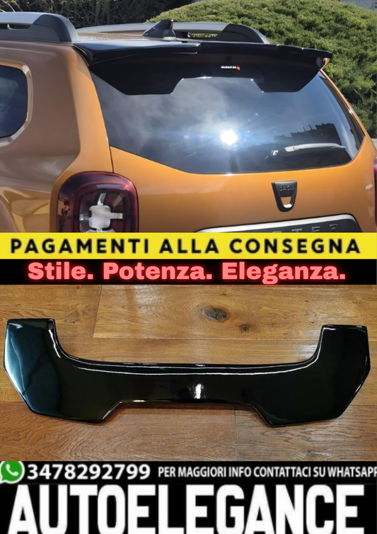 🔥1657 SPOILER TETTO PER DACIA DUSTER 2 18-21 LOOK SAFARI NERO LUCIDO 🔥