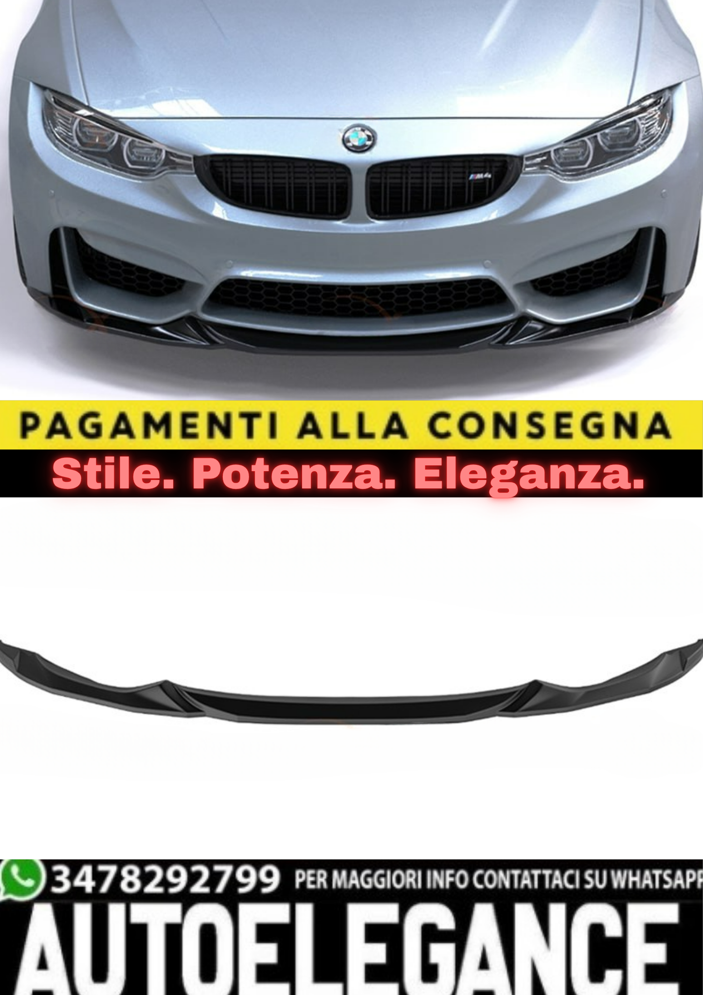 🔥SPLITTER ANTERIORE ADATTO PER BMW M4 F82 (2014+) – STILE M4 V1🔥