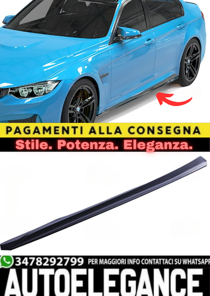 🔥SOTTO MINIGONNE ADATTO PER BMW M3 F80 (2012+) – SIDE SKIRT LIP NERO LUCIDO🔥