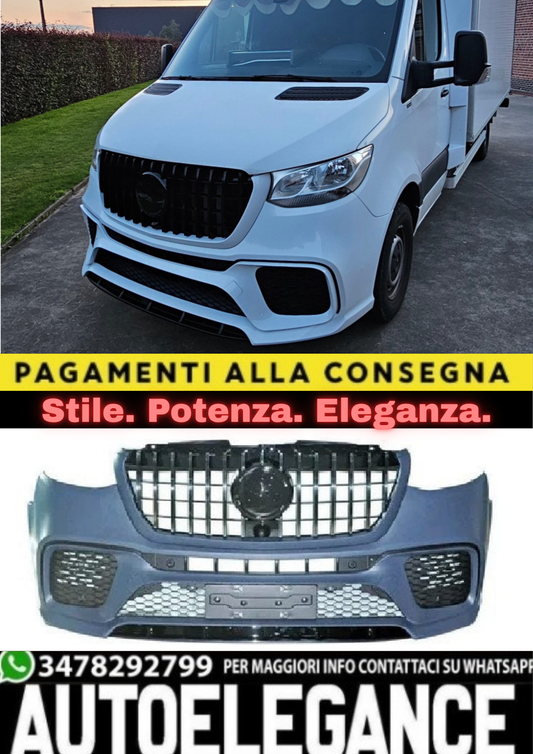 🔥PARAURTI ANTERIORE PER MERCEDES-BENZ SPRINTER W907 (2019+) CON GRIGLIA NERA🔥