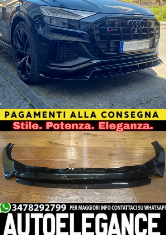 1837✨SPLITTER ANTERIORE NERO LUCIDO PER AUDI Q8 (18–24)S-LINE/SQ8 – LOOK SPORT✨