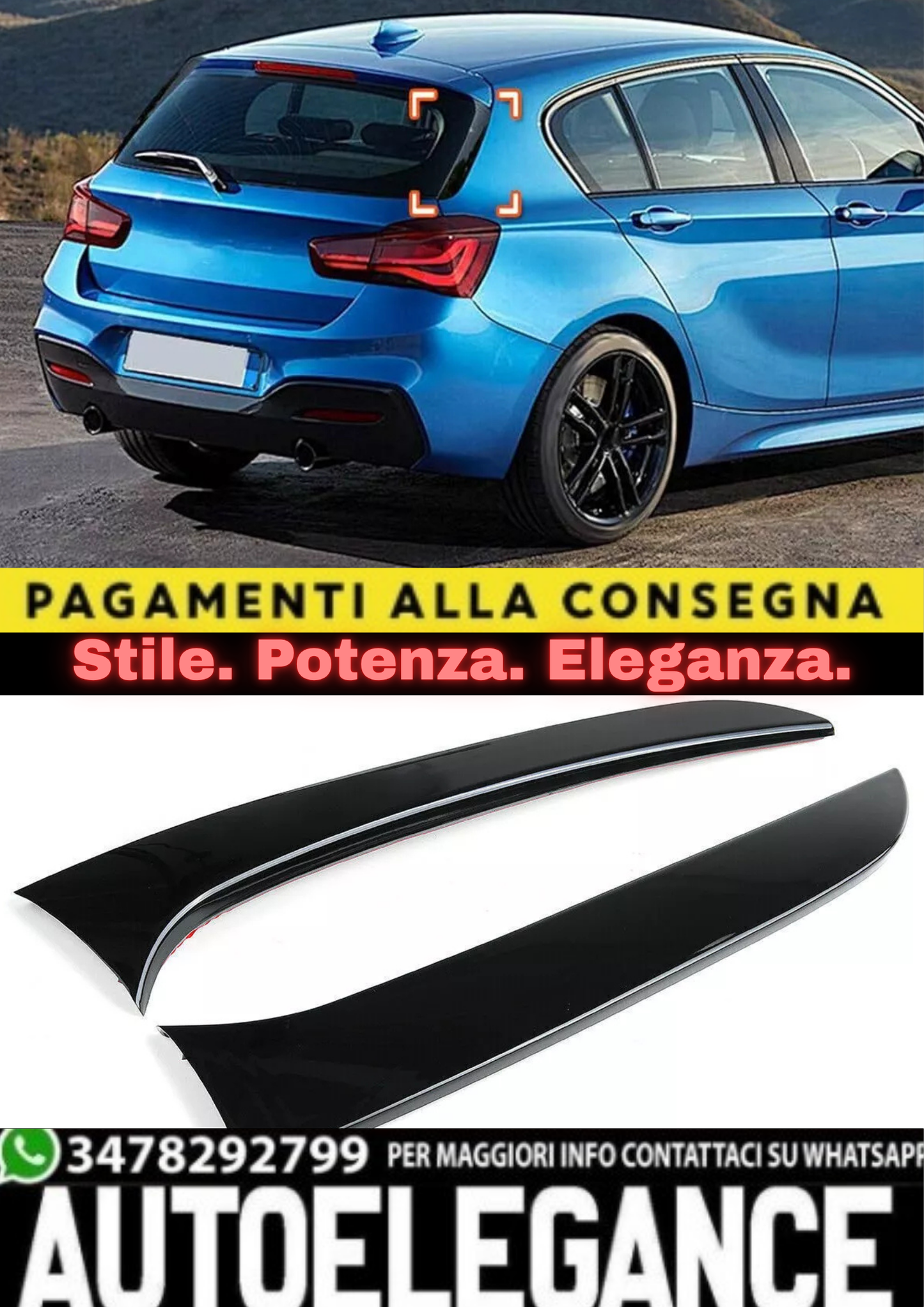 ✨BMW SERIE 1 F20 F21 LUNOTTO POSTERIORE ALA LATERALE SPOILER PER SPORT LOOK✨