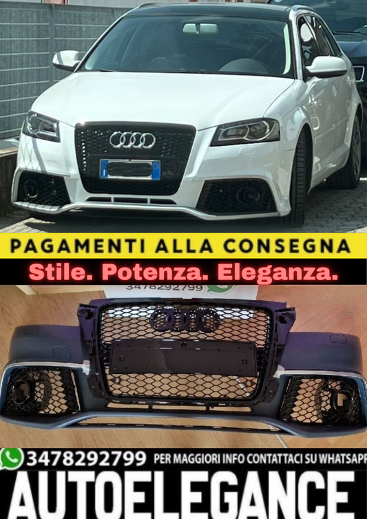 ✨PARAURTI ANTERIORE RS3 STYLE PER AUDI A3 8P SPORTBACK / CABRIO (2009–2012)✨