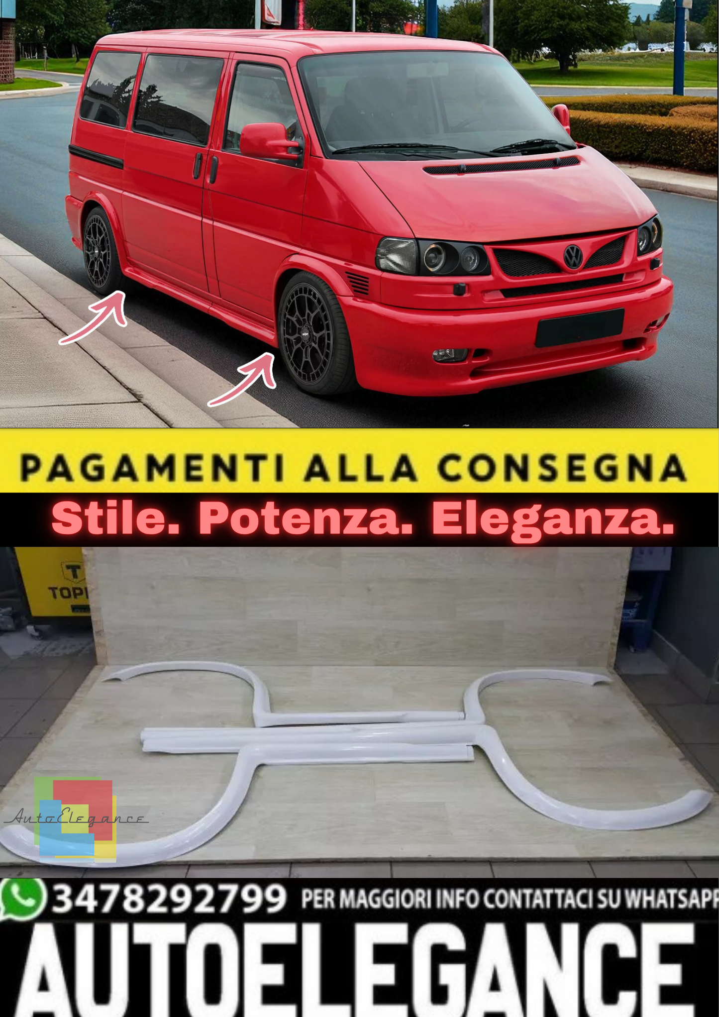 💫Minigonne Laterali Allargate per VW T4 (1990–2003) – Look Wide Body / Tuning💫