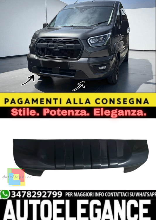 💫 Spoiler Anteriore / Labbro V2 in ABS Nero per Ford Transit MK8 (2014–2019) 💫