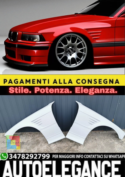 💫 Set Parafanghi Anteriore Sinistro + Destro in Vetroresina per BMW E36 Coupé💫