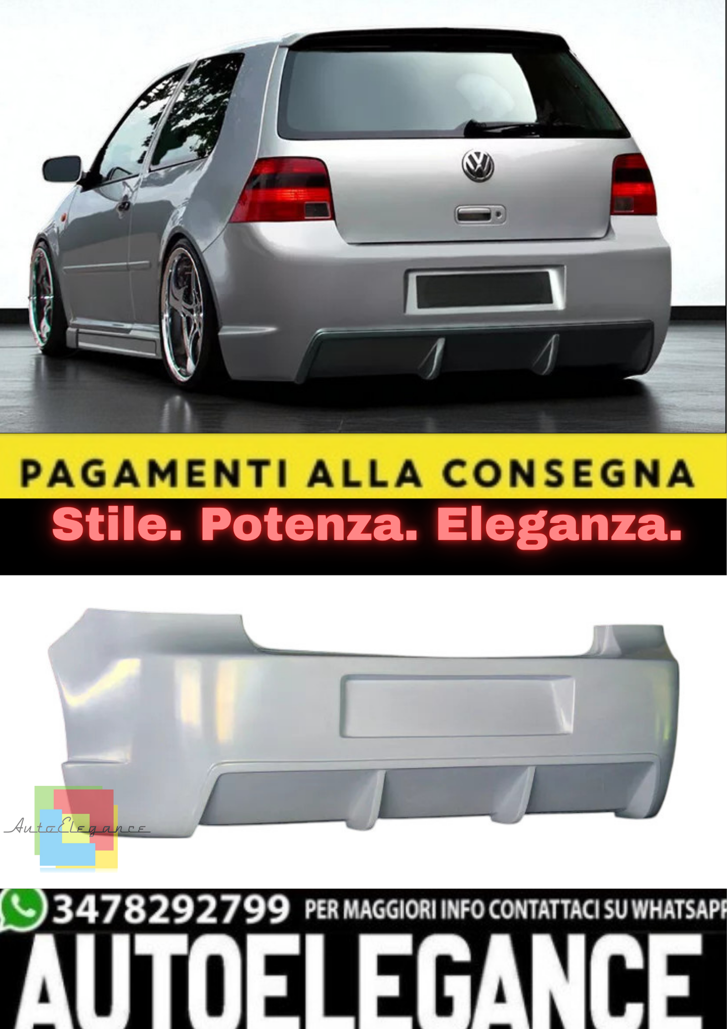 💫Paraurti Posteriore per VW Golf 4 (1997–2003) – Grembiule Posteriore /Bumper💫