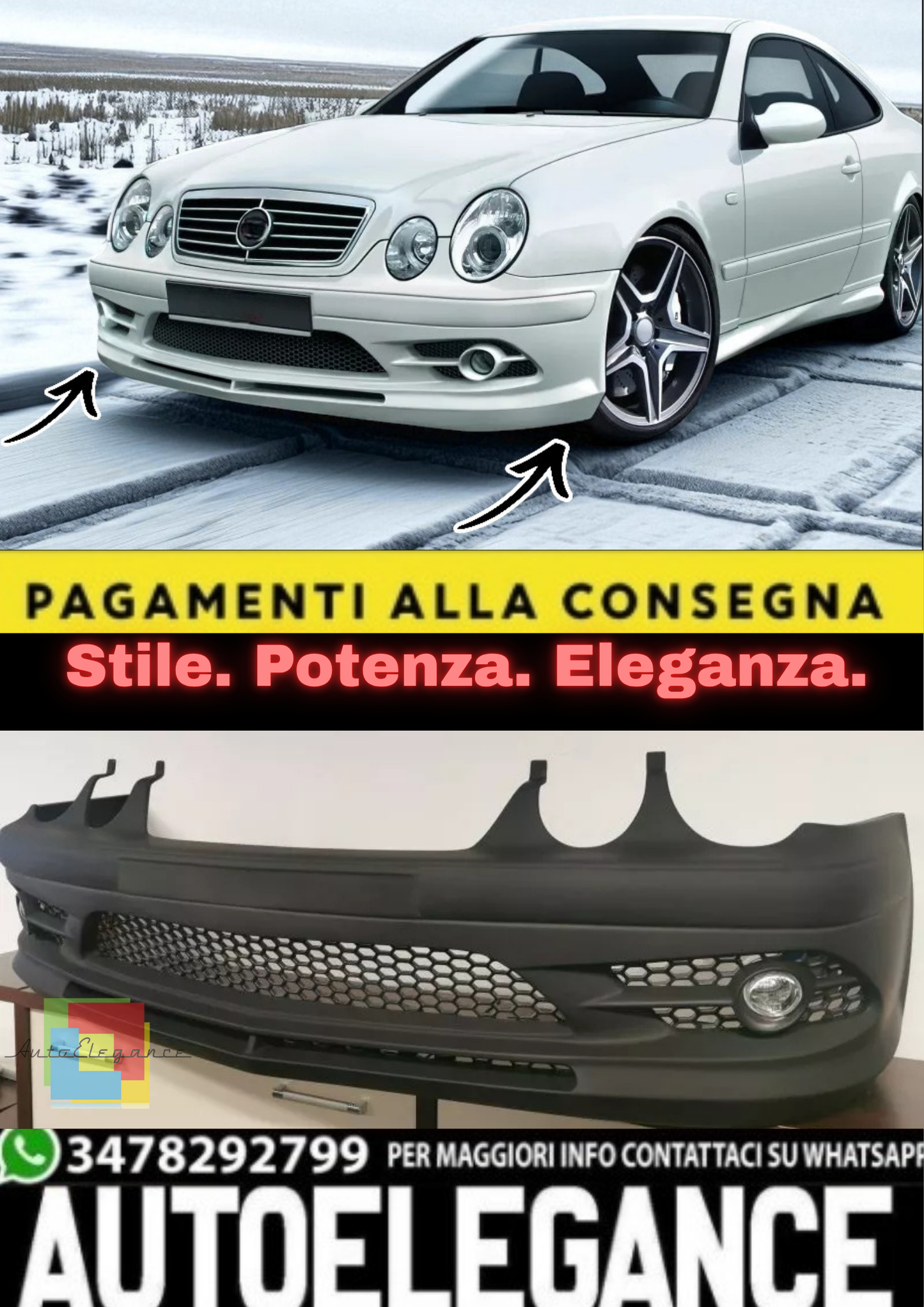 💫 Paraurti Anteriore per Mercedes CLK W208 (1997–2002) – Ricambio Aftermarket💫