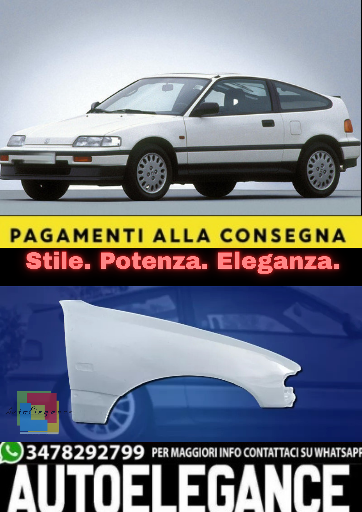 💫 Kit Parafanghi Sinistro + Destro per Honda CRX ED9 – Vetroresina Sportiva 💫
