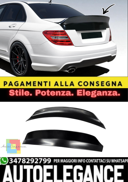 💫Spoiler Posteriore Ducktail per Mercedes Classe C W204 (2007–2014) –ABS Nero💫