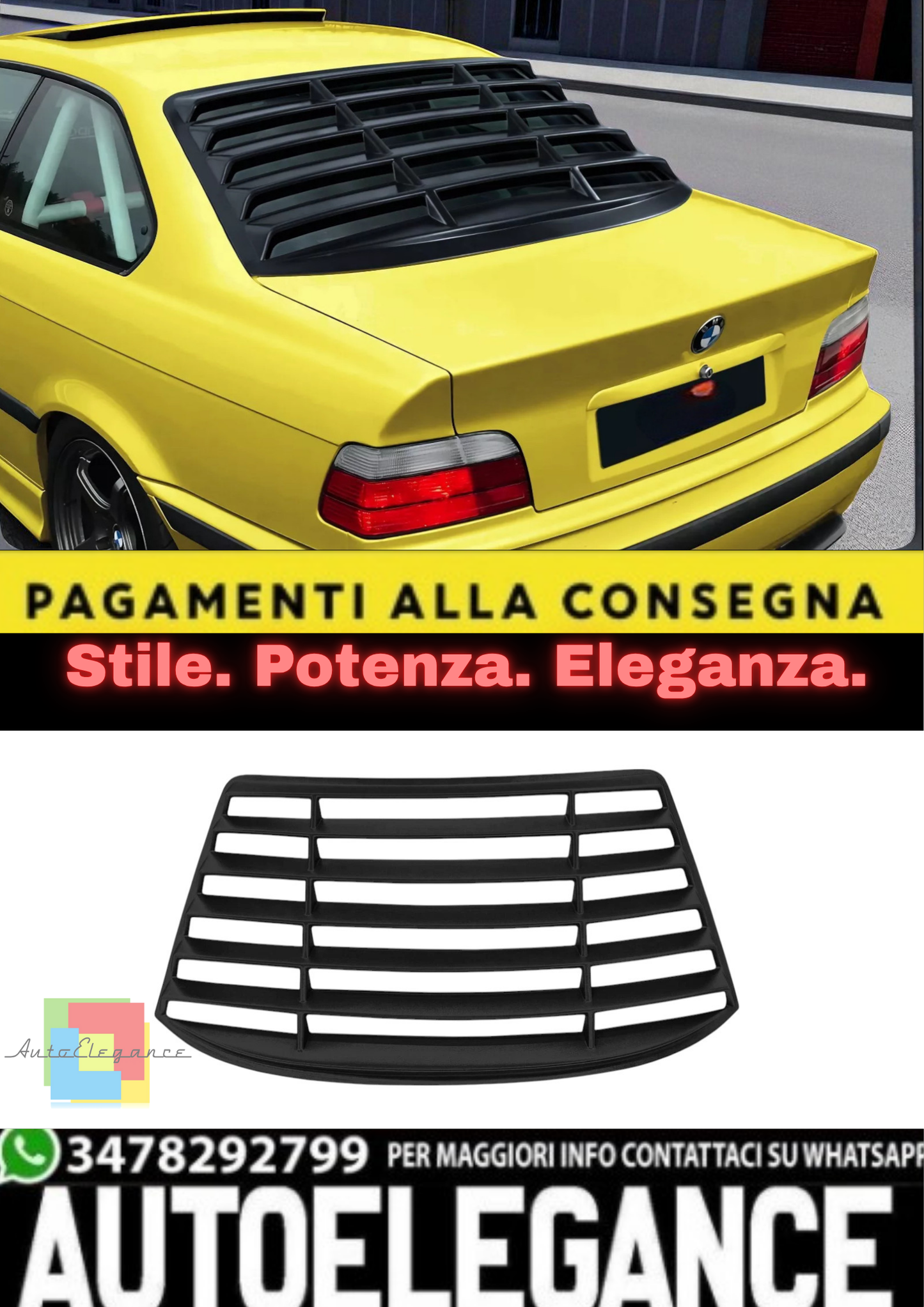 💫 Veneziana Lunotto  in ABS per BMW Serie 3 E36 Coupé (1992–1999) 💫