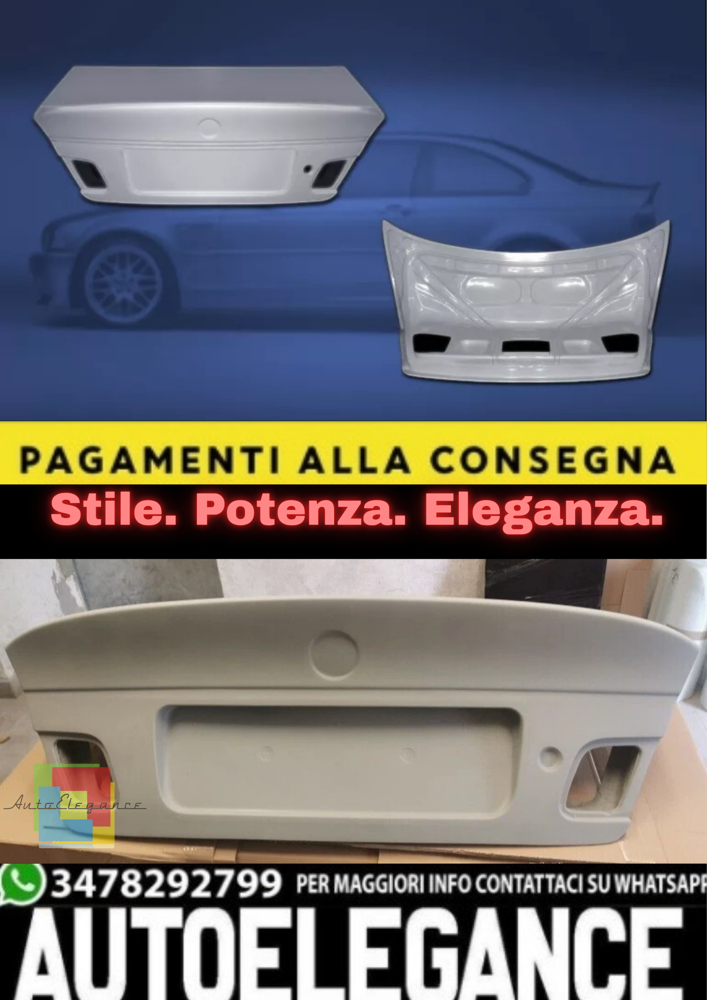 💫Cofano Bagagliaio CSL Style per BMW Serie 3 E46 Coupé –Portellone Posteriore💫