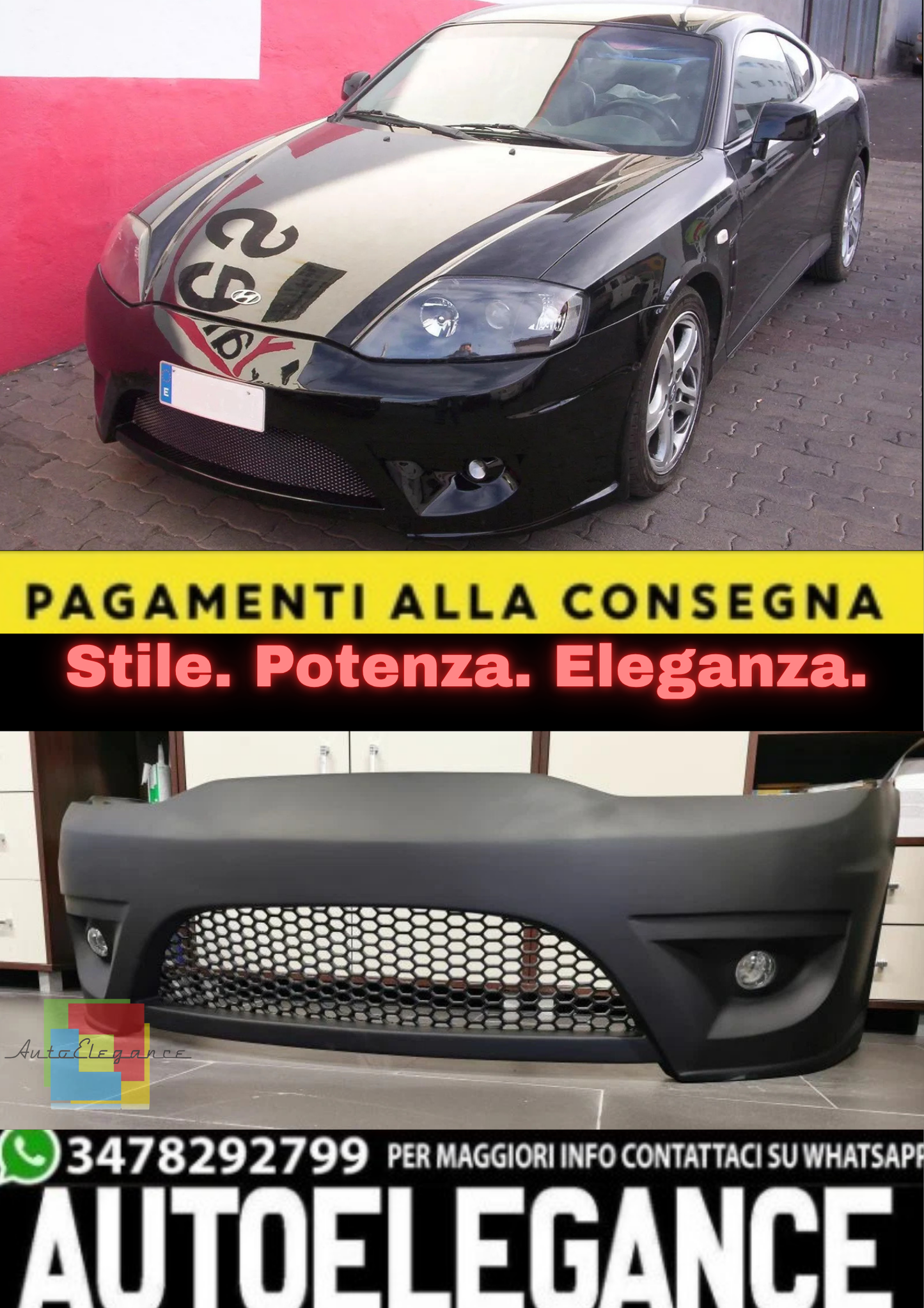 💫 Paraurti Anteriore Sportivo per Hyundai Coupé GK (2002–2005) – Front Bumper💫