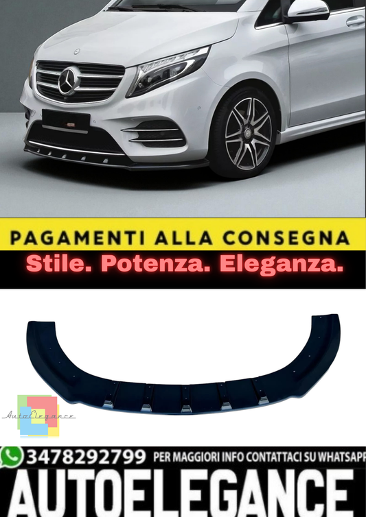 💫Labbro Anteriore in ABS Nero per Mercedes Classe V / Vito W447 con Pacchetto💫