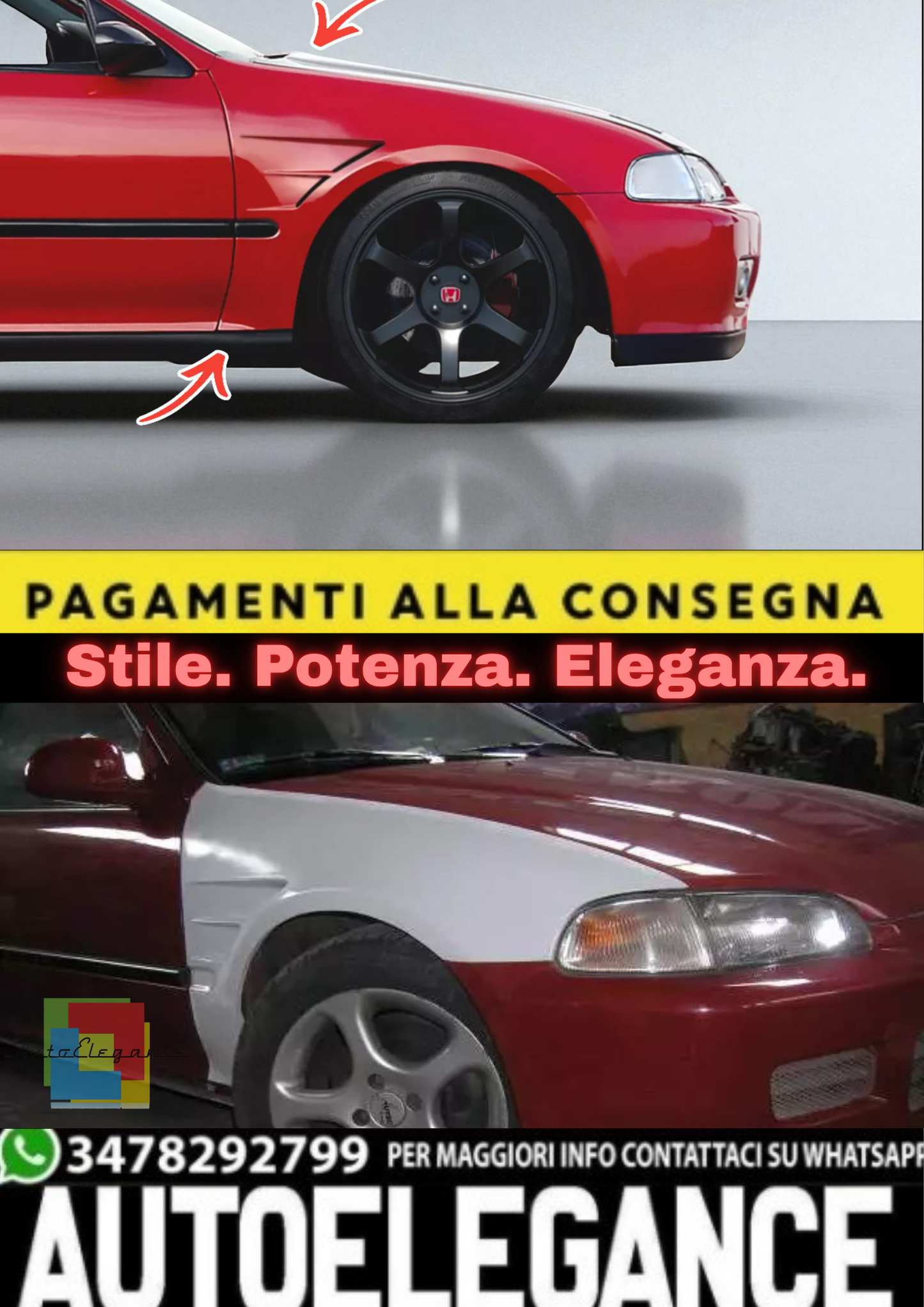💫Parafanghi in Vetroresina per Honda Civic 92–95 Coupé –Set Sinistro + Destro💫