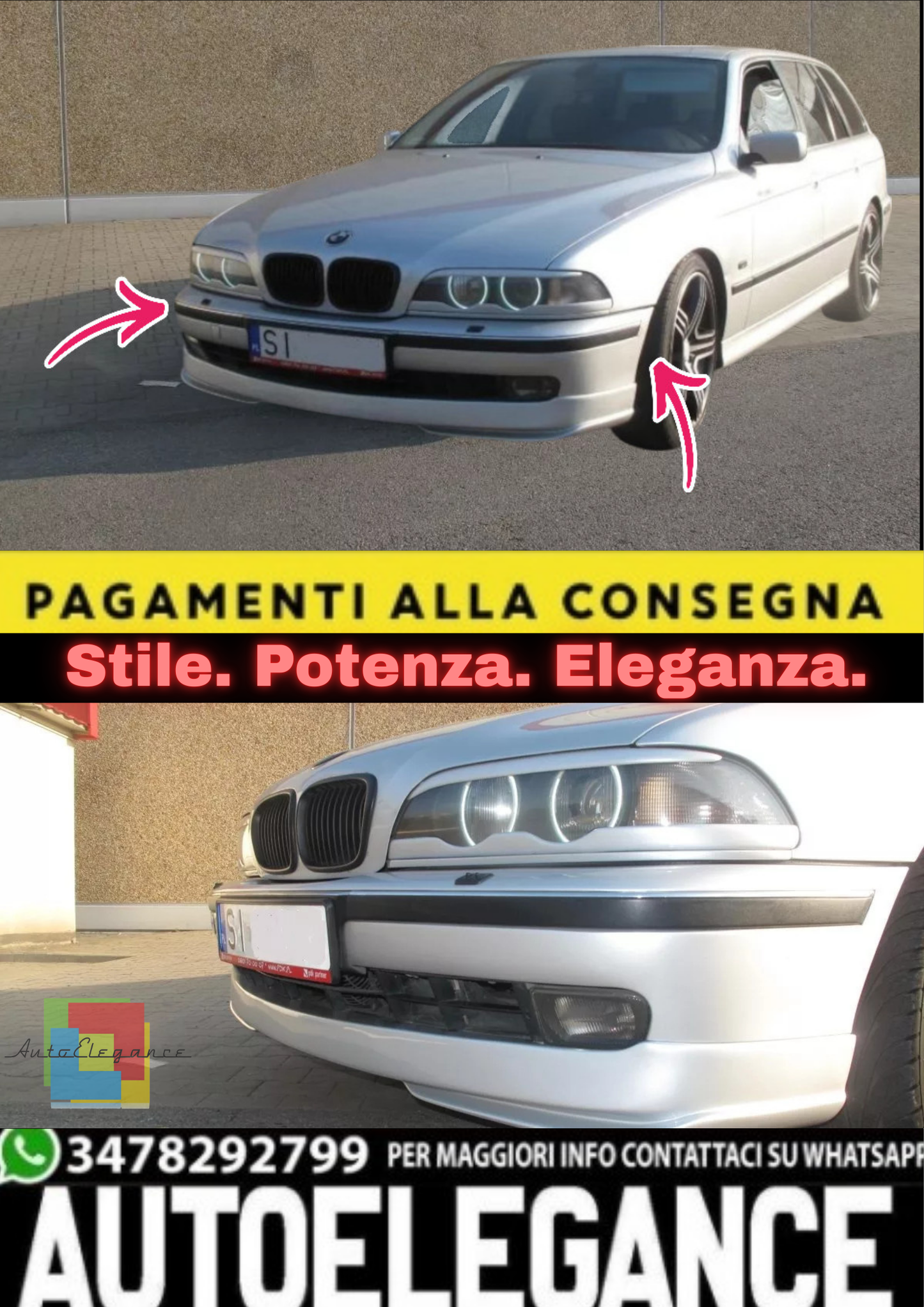 💫Attacco Anteriore per BMW Serie 5 E39 – Spoiler / Labbro / Splitter 💫