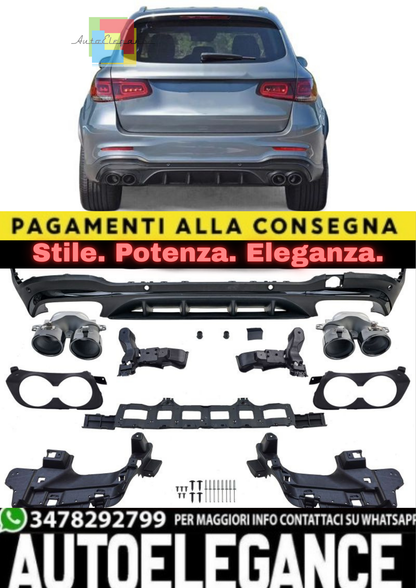 🔥DIFFUSORE POSTERIORE SPORT+TERMINALI DI SCARICO PER GLC X253 19-22 FACELIFT🔥