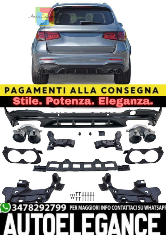 🔥DIFFUSORE POSTERIORE SPORT+TERMINALI DI SCARICO PER GLC X253 19-22 FACELIFT🔥