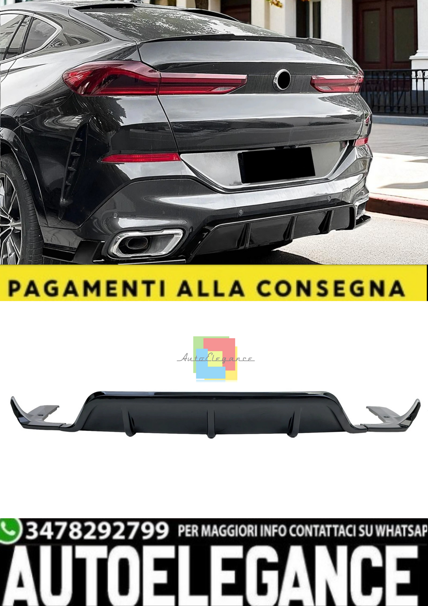 💫  Diffusore Posteriore Performance Nero Lucido per BMW X6 G06 (dal 2019) 💫
