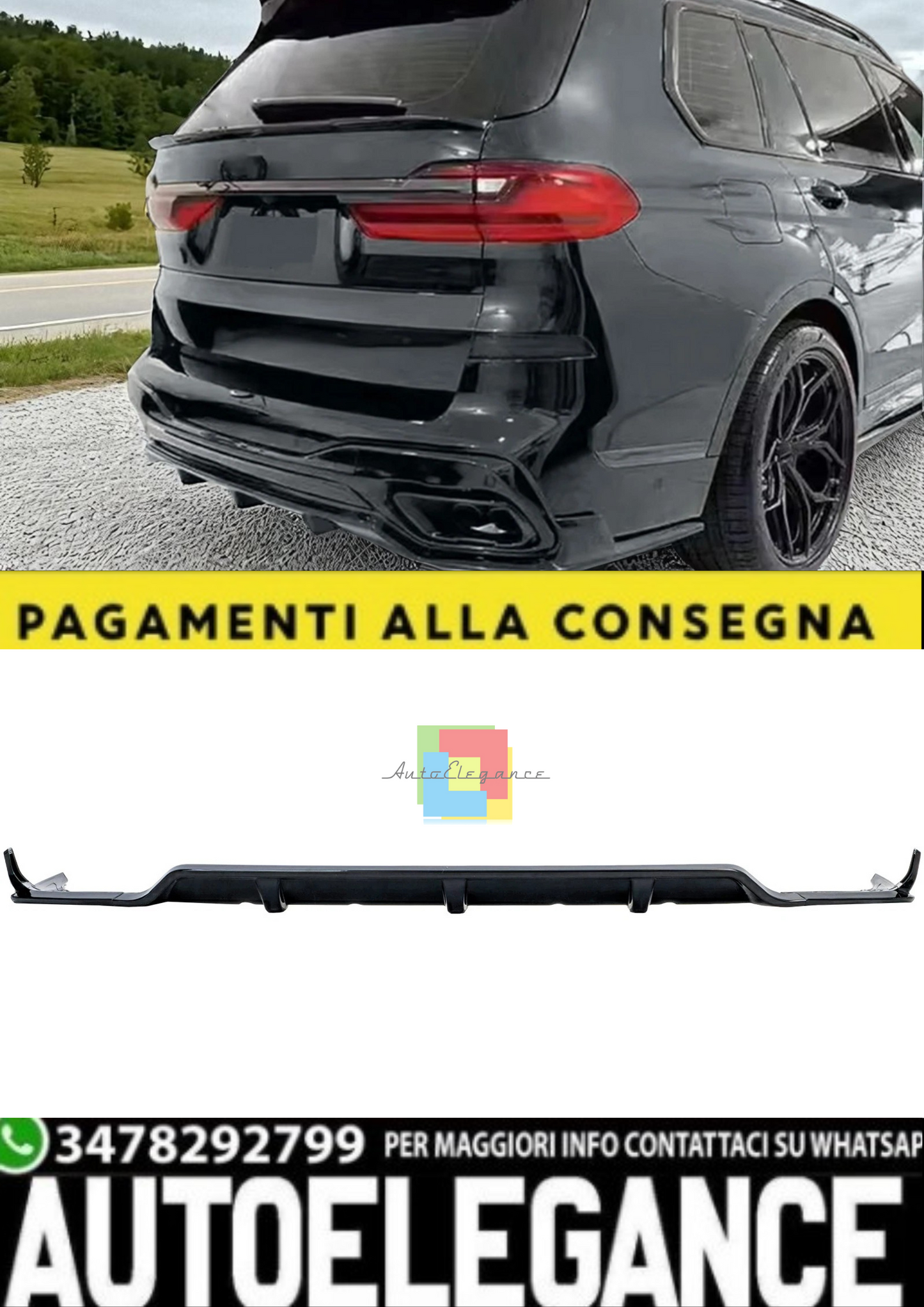 💫  Diffusore Posteriore Performance Nero Lucido per BMW X7 G07 (dal 2019)💫