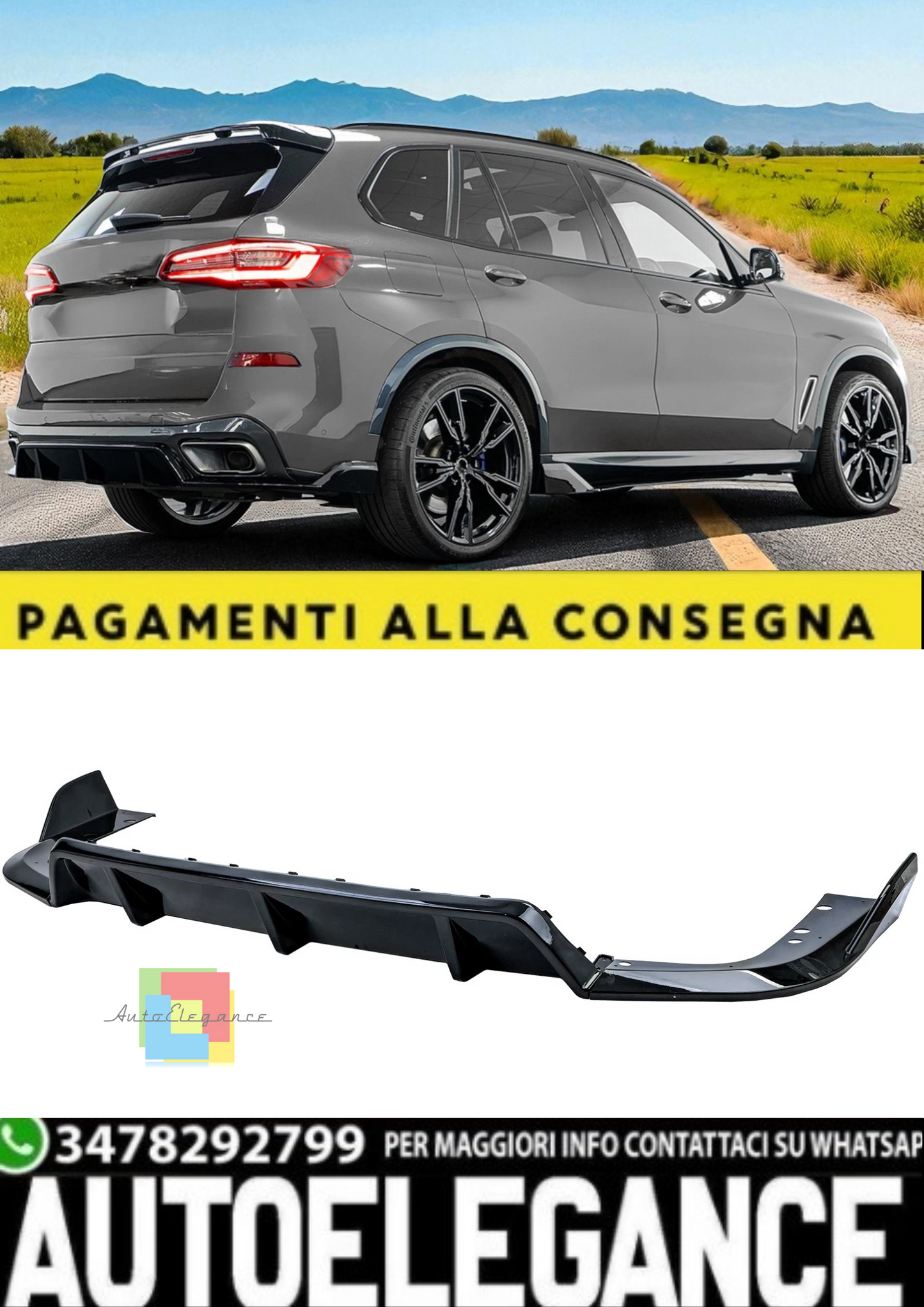 💫 Diffusore Posteriore Performance Nero Lucido per BMW X5 G05 (dal 2019+)💫