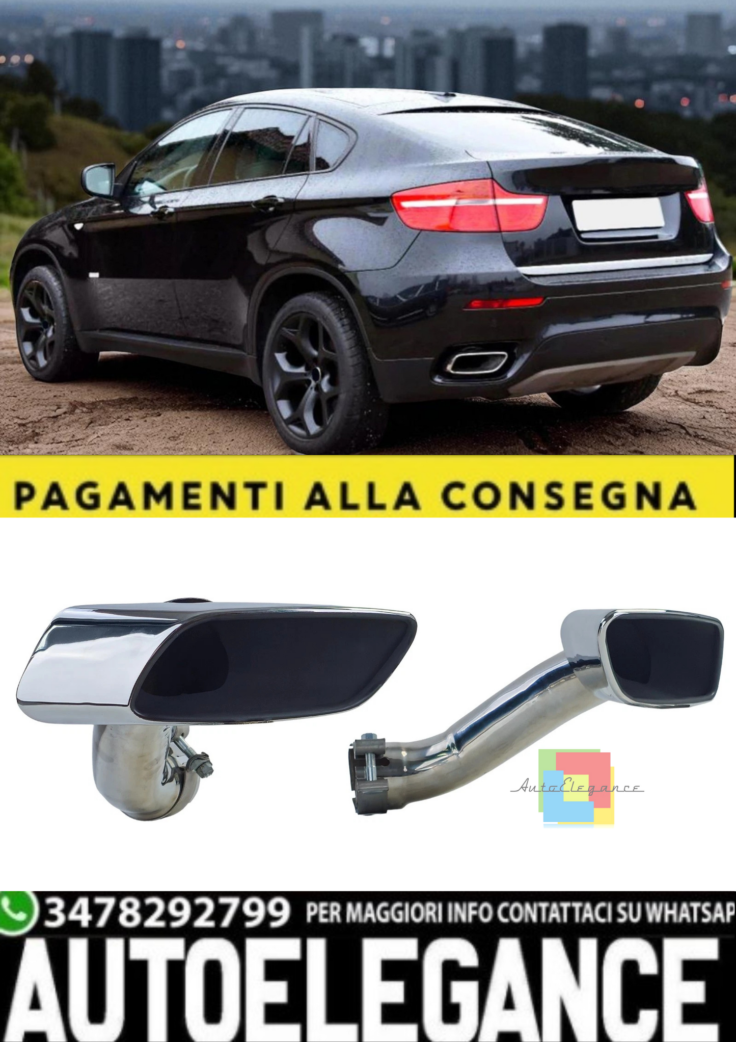 💫Terminali di Scarico Quadrati M50 Look in Acciaio Inossidabile per BMW X6💫