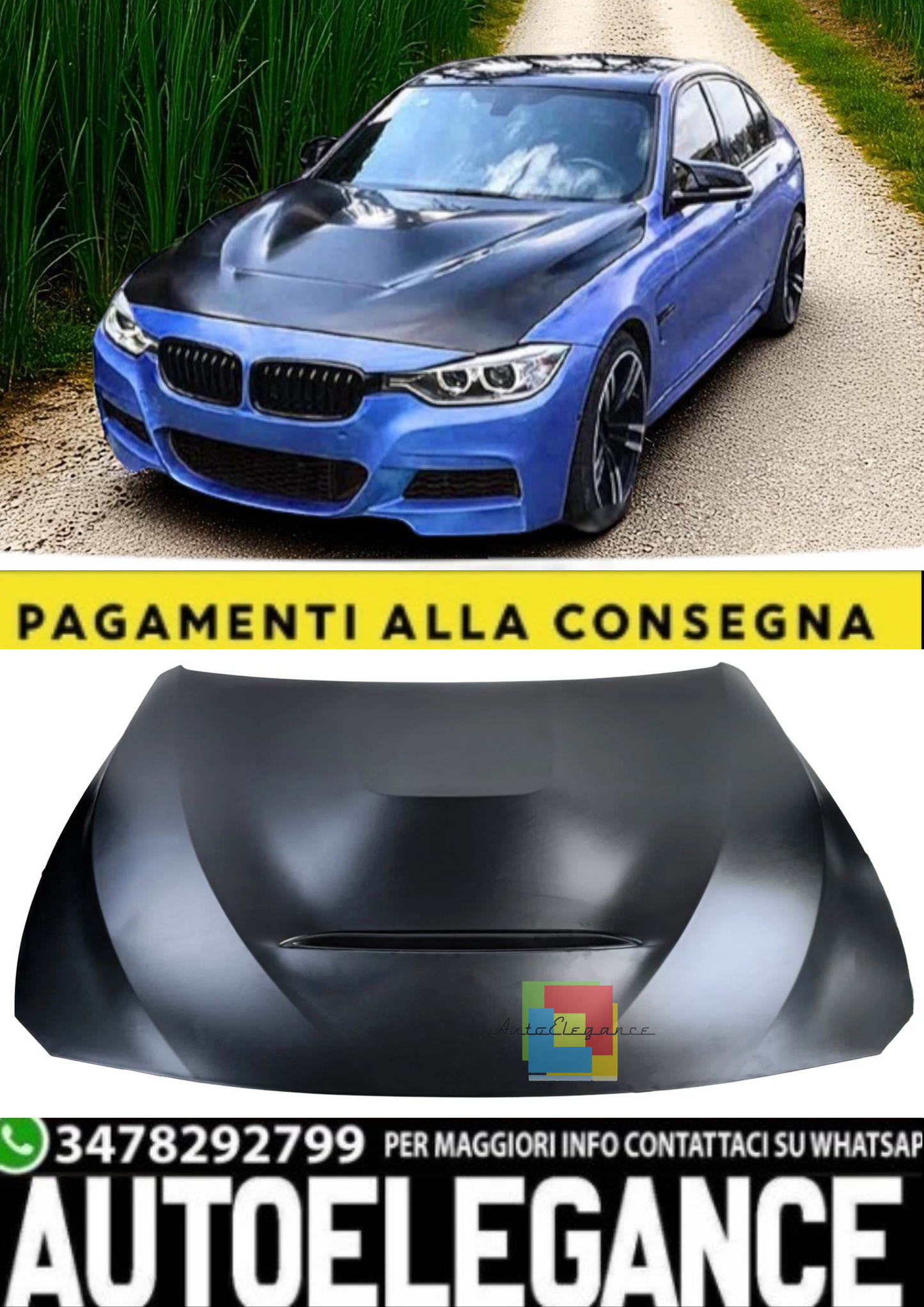 💫Cofano + Parafango Stile Sport per BMW Serie 3 F30/F31 (2011–2019)💫