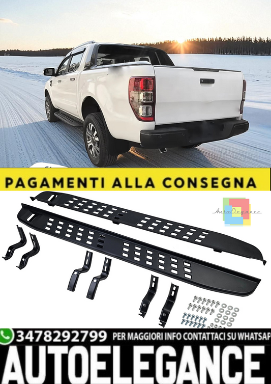 💫Pedane Laterali Nere per Ford Ranger T6 / T7 / T8 (2012–2023)💫