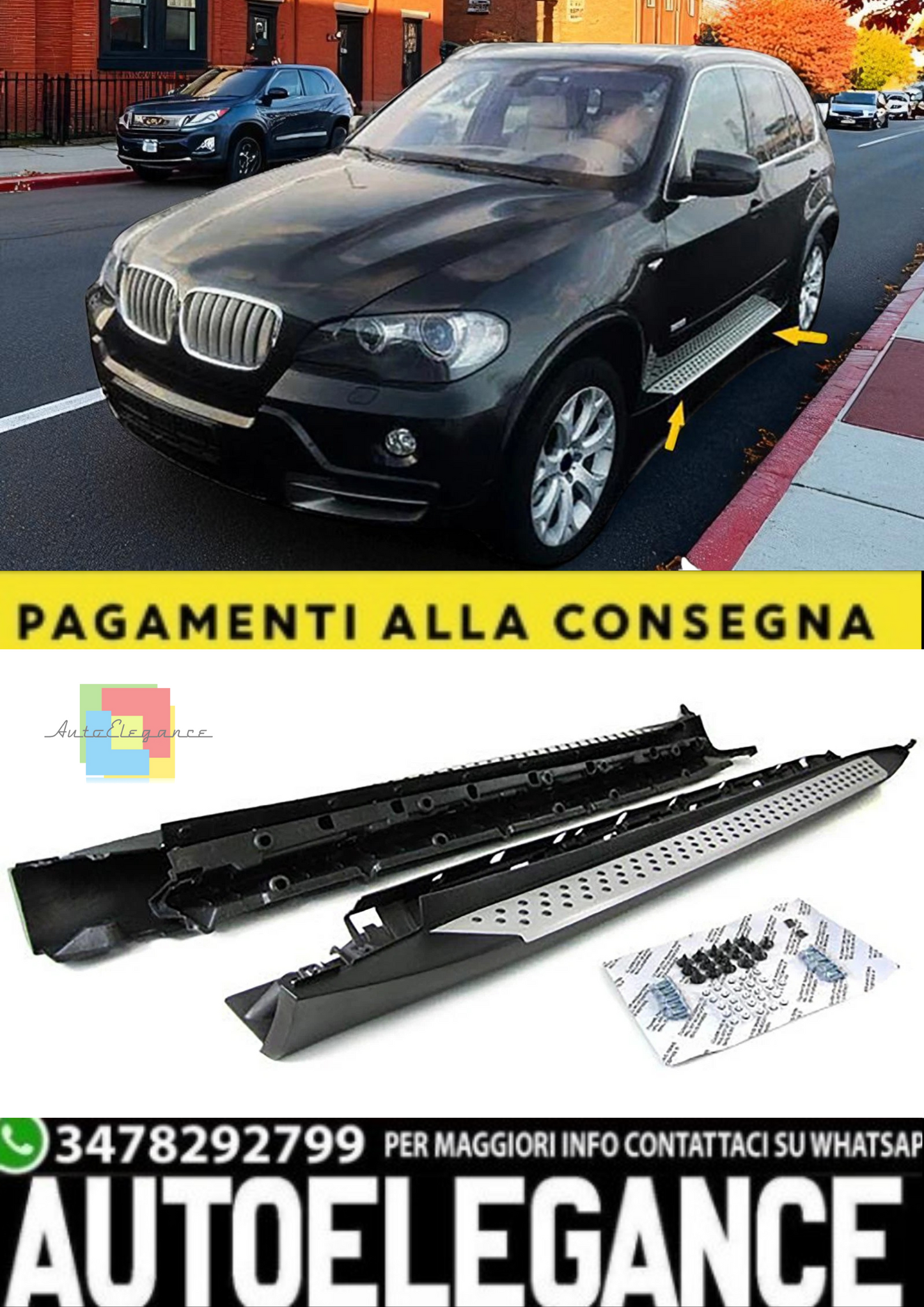 💫Pedane Laterali in Alluminio OE Style con ABE per BMW X5 E70 (2006–2013)💫
