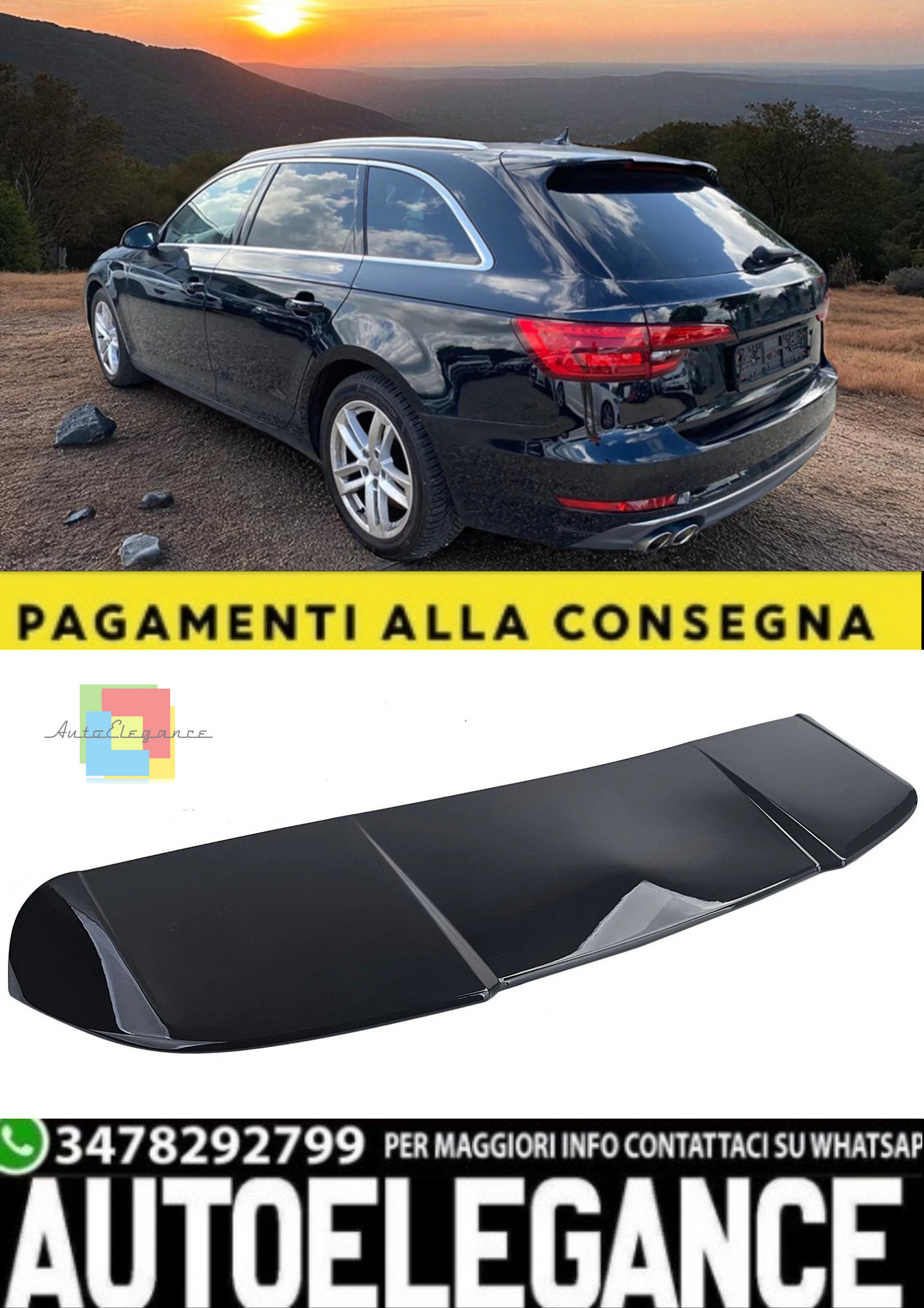 💫Spoiler Posteriore Performance Nero Lucido per Audi A4 B9 Avant (8W)💫