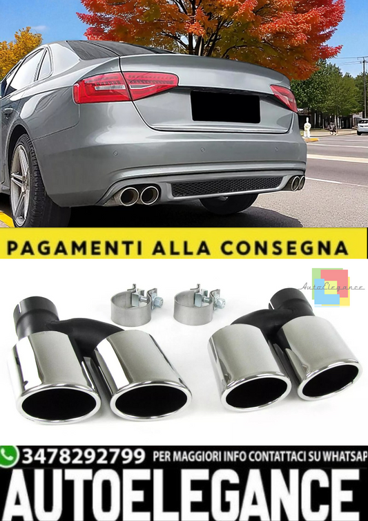 💫 Diffusore Posteriore Sportivo + Terminali di Scarico per Audi A4 B8  💫