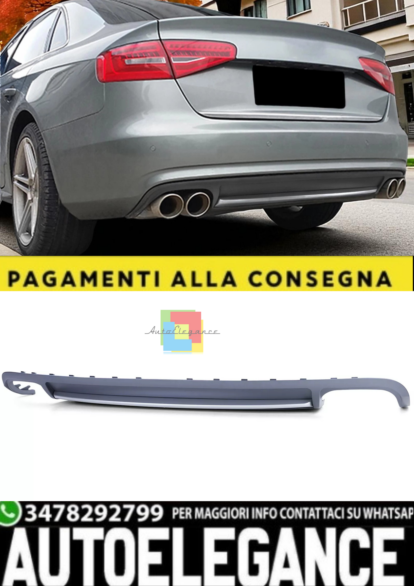 💫Diffusore Posteriore Sport per Audi A4 B8 Berlina/Avant 07–11💫
