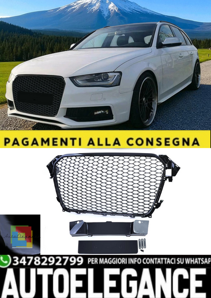 💫 Griglia Nido d'Ape Nero Lucido per Audi A4 B8 8K Facelift (2011–2015)💫