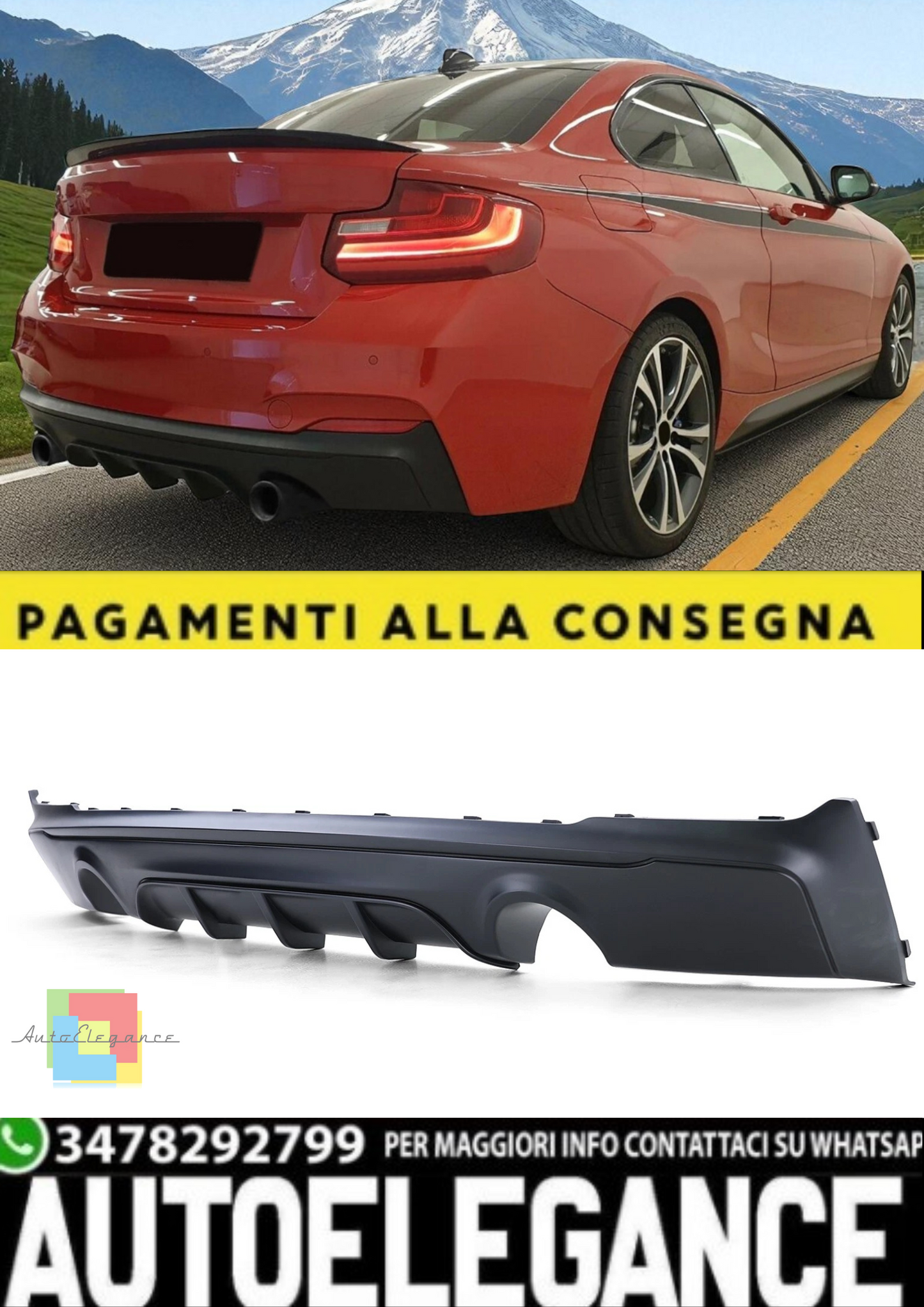 💫 Diffusore Posteriore Nero Opaco Performance per BMW Serie 2 F22/F23 💫