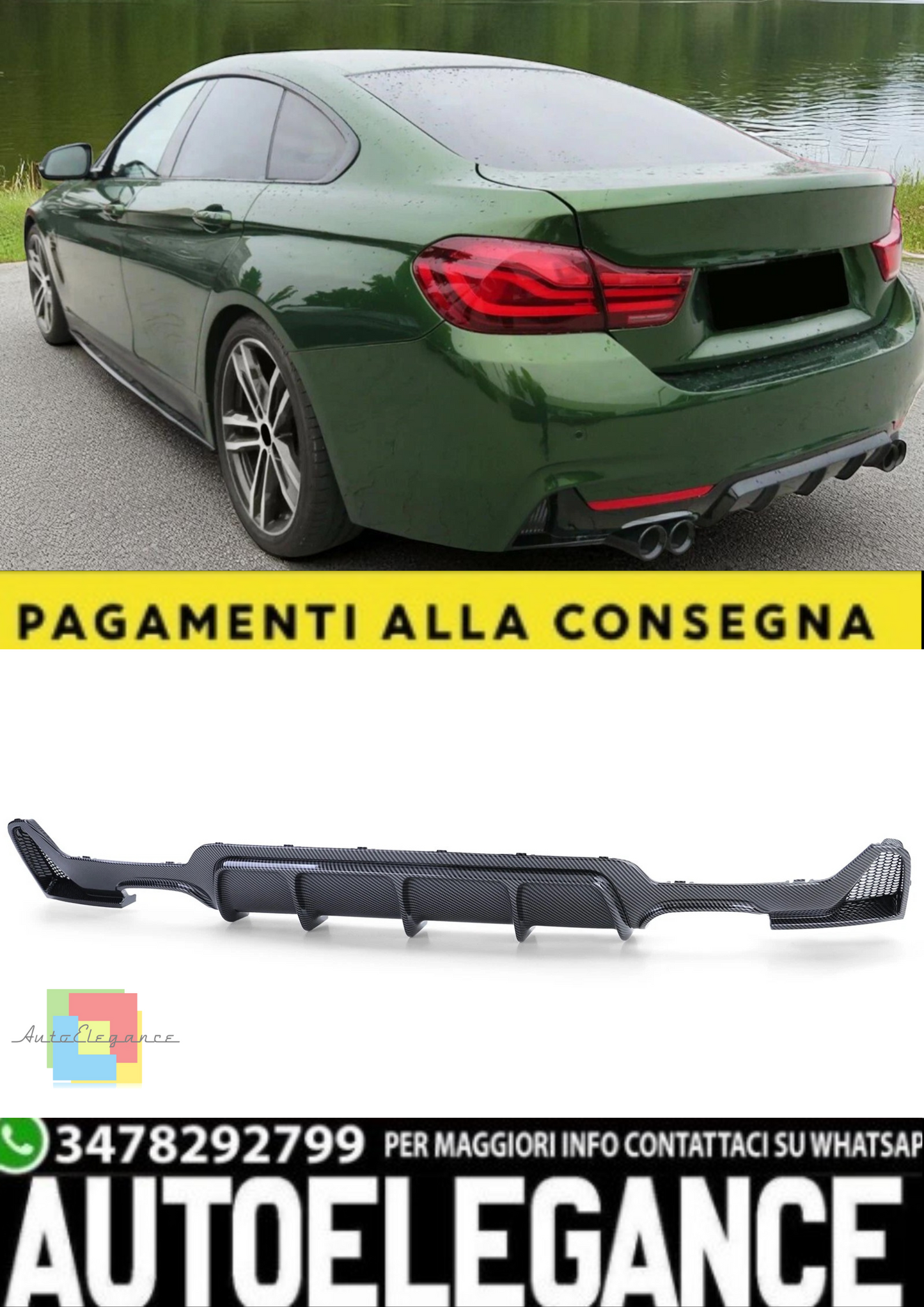 💫Diffusore Posteriore Performance Carbonio Doppio Scarico per BMW Serie 4 F32💫