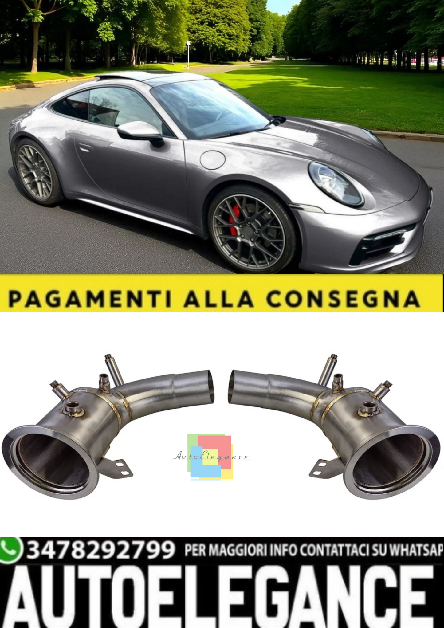 💫Downpipe Sportive in Acciaio Inox per Porsche 992 Carrera dal 2019 💫