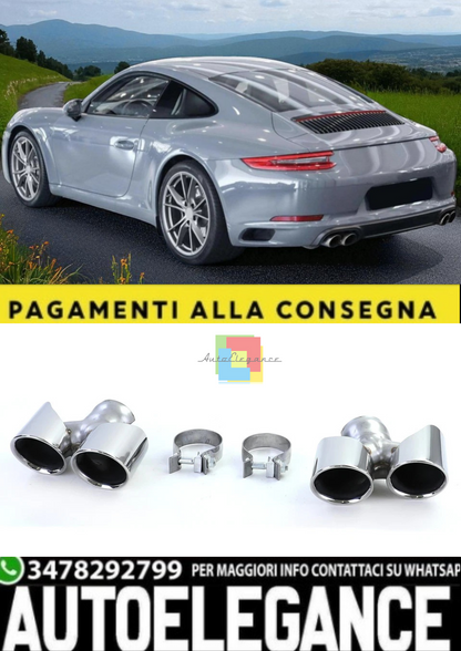 💫Terminali di Scarico a Doppio Tubo Lucidati per Porsche 911 💫