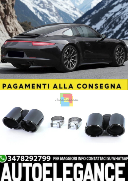💫Terminali di scarico a doppio tubo nero adatto per Porsche 911 991.1 💫