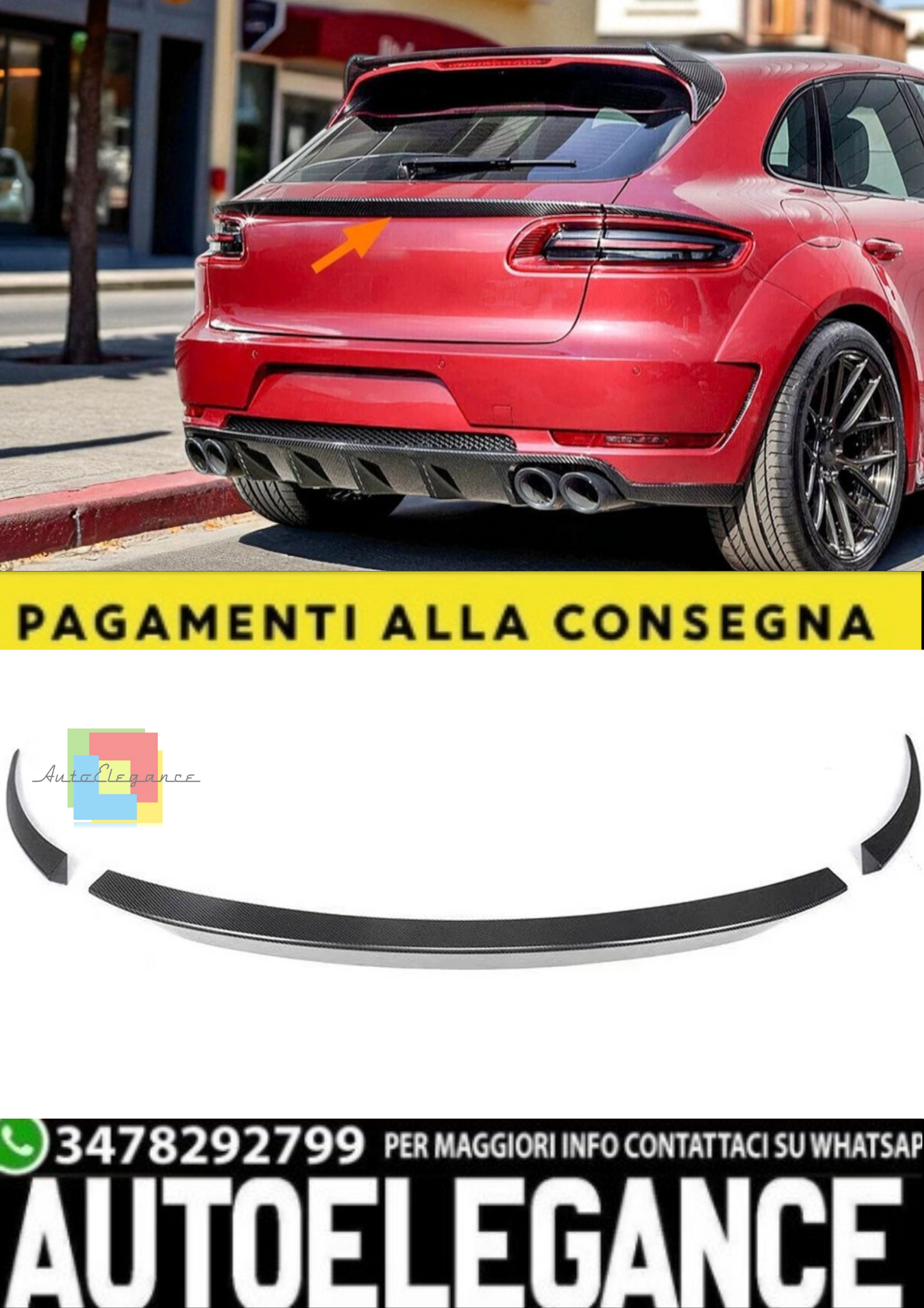 💫 Spoiler Posteriore in Fibra di Carbonio Performance per Porsche Macan  💫