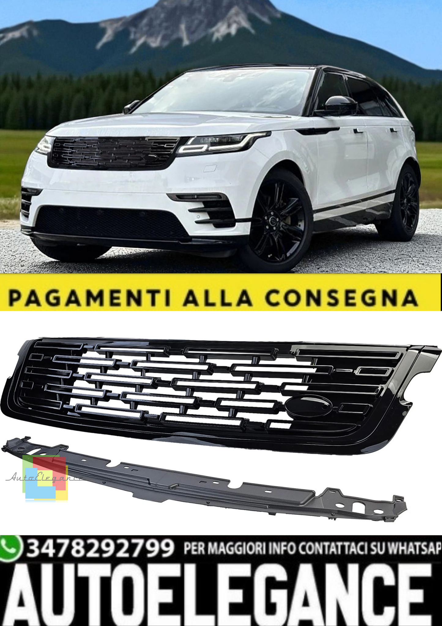 💫Griglia Anteriore Look Upgrade Nero Lucido per Range Rover Velar L560 💫