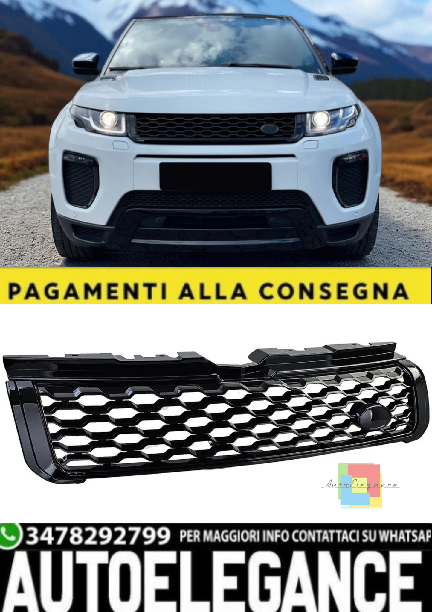 💫Calandra Sportiva Nero Lucido per Range Rover Evoque L538 2015–2018 💫