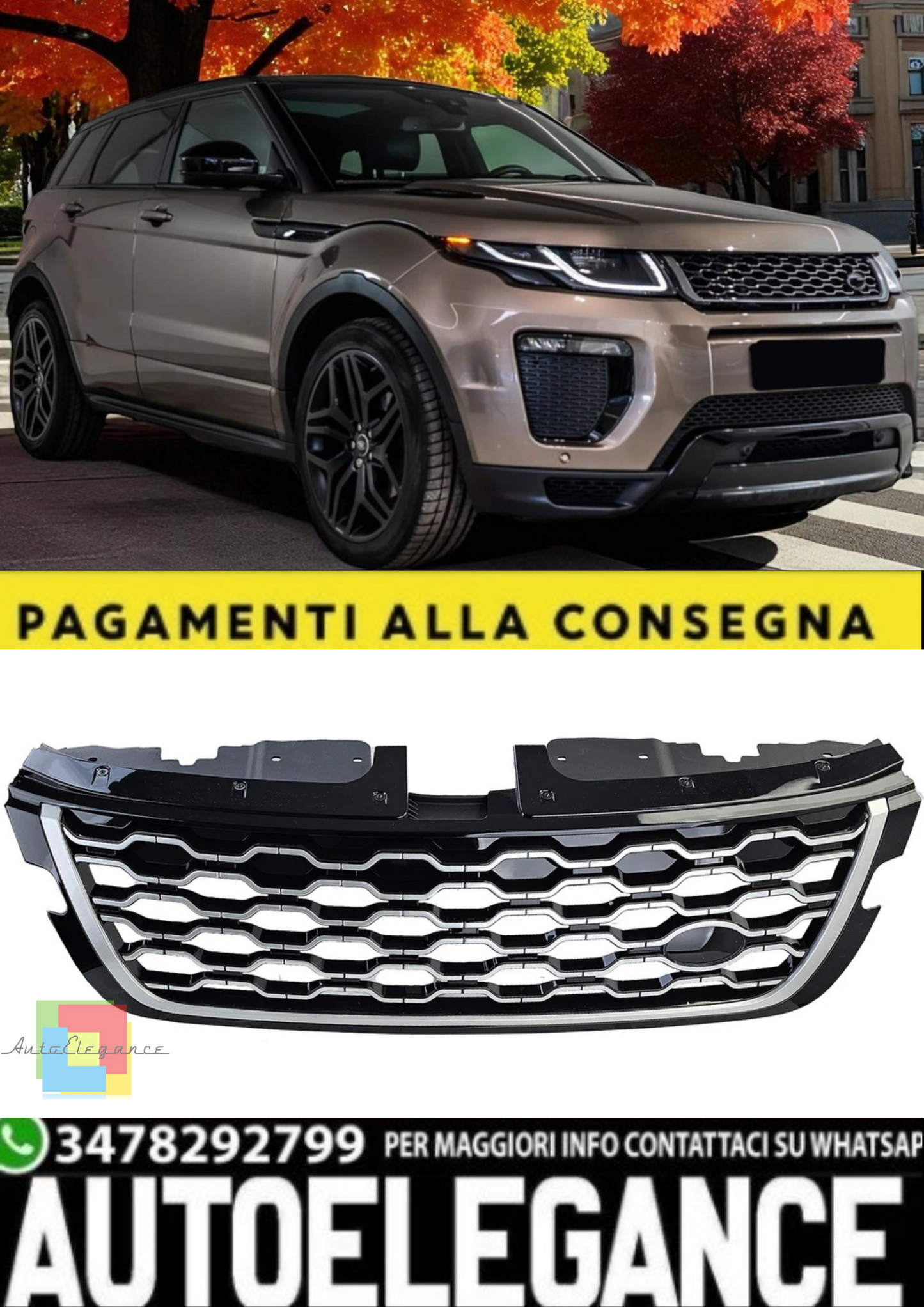 💫 Calandra Performance Nero/Argento per Range Rover Evoque L551 dal 2019💫