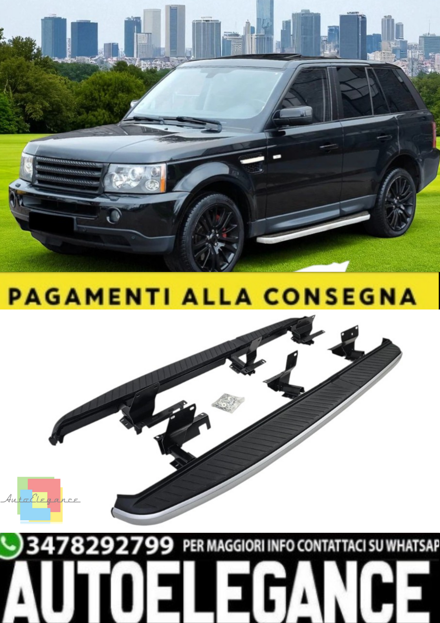 💫 Pedane Laterali OE Style Nere per Range Rover Sport L320 (2005–2013) 💫